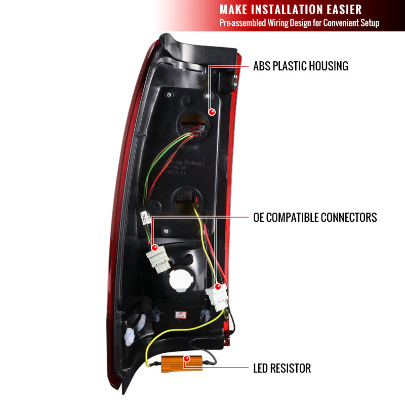 Spec-D 99-02 Silverado 99-06 Sierra LED Tail Lights Chrome/Red/Clear