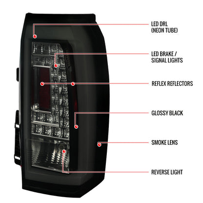 Spec-D 15-20 Chevrolet Tahoe LED Tail Lights Glossy Black
