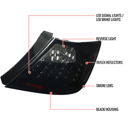 Spec-D 04-10 Scion tC Tail Lights G2 LED Glossy Black/Smoked