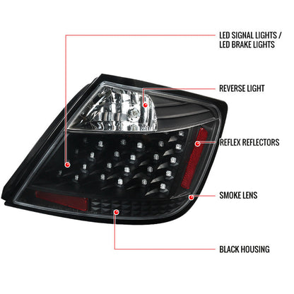 Spec-D 04-10 Scion tC V2 LED Tail Lights Matte Black/Clear