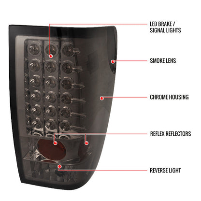 Spec-D 04-15 Nissan Titan LED Tail Lights Chrome/Red Smoked