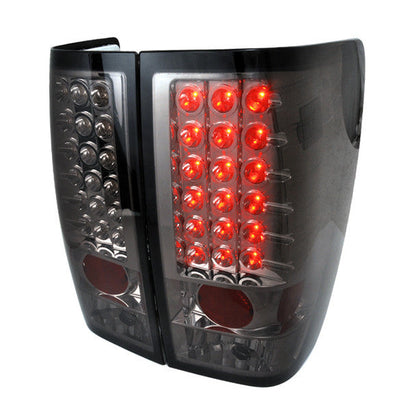 Spec-D 04-15 Nissan Titan LED Tail Lights Chrome/Red Smoked
