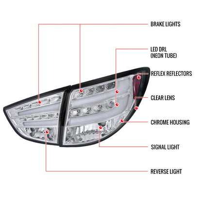 Spec-D 10-12 Hyundai Tucson LED Bar Tail Lights Chrome