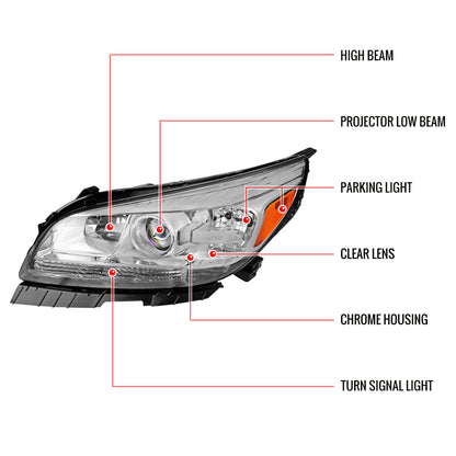 Spec-D 13-15 Malibu OEM Style Projector Headlights Chrome