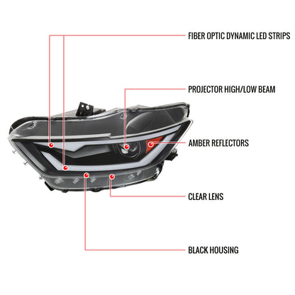 Spec-D 18-20 Mustang Shelby Projector Headlights Black OEM HID