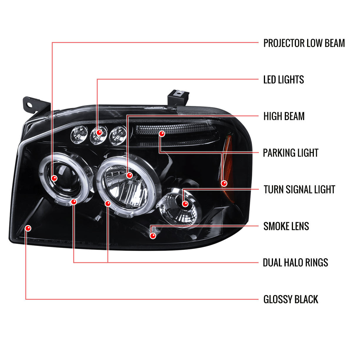 Spec-D 01-04 Nissan Frontier Projector Headlights Black/Smoked
