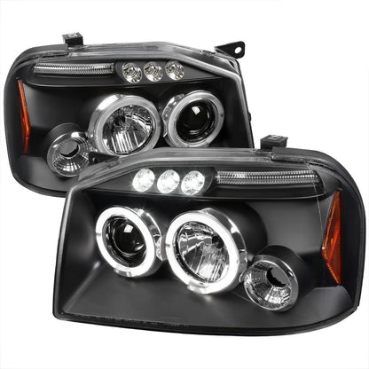 Spec-D 01-04 Nissan Frontier Halo Projector Headlights Black