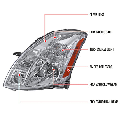 Spec-D 04-06 Nissan Maxima Projector Headlights Chrome