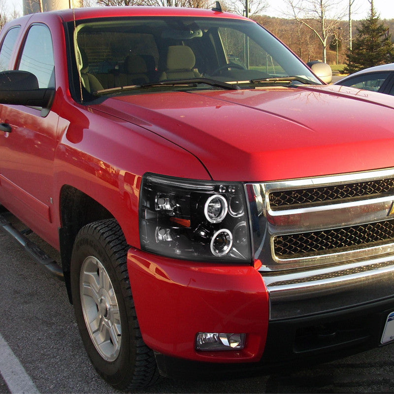 Spec-D 07-14 Silverado Dual Halo Projector Headlights Black