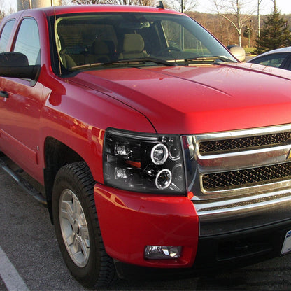 Spec-D 07-14 Silverado Dual Halo Projector Headlights Black