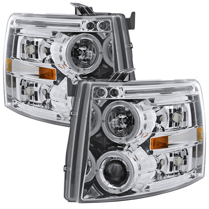 Spec-D 07-10 Chevy Silverado Halo Projector Headlgihts Chrome