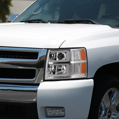 Spec-D 07-14 Silverado 2500HD 3500HD Headlights LED Bar Chrome