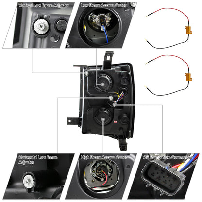 Spec-D 14-16 Silverado U-Bar LED Projector Headlights Chrome