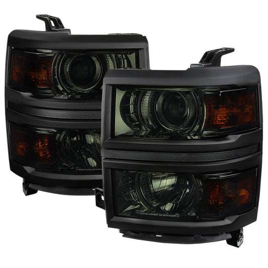 Spec-D 14-15 Chevy Silverado Projector Headlights Black/Smoked