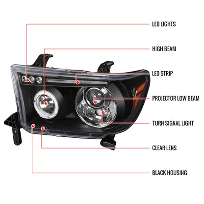 Spec-D 07-13 Tundra 8-17 Sequoia Projector Headlights Black