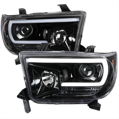 Spec-D 07-13 Tundra/08-17 Sequoia Headlights LED C-Bar Black