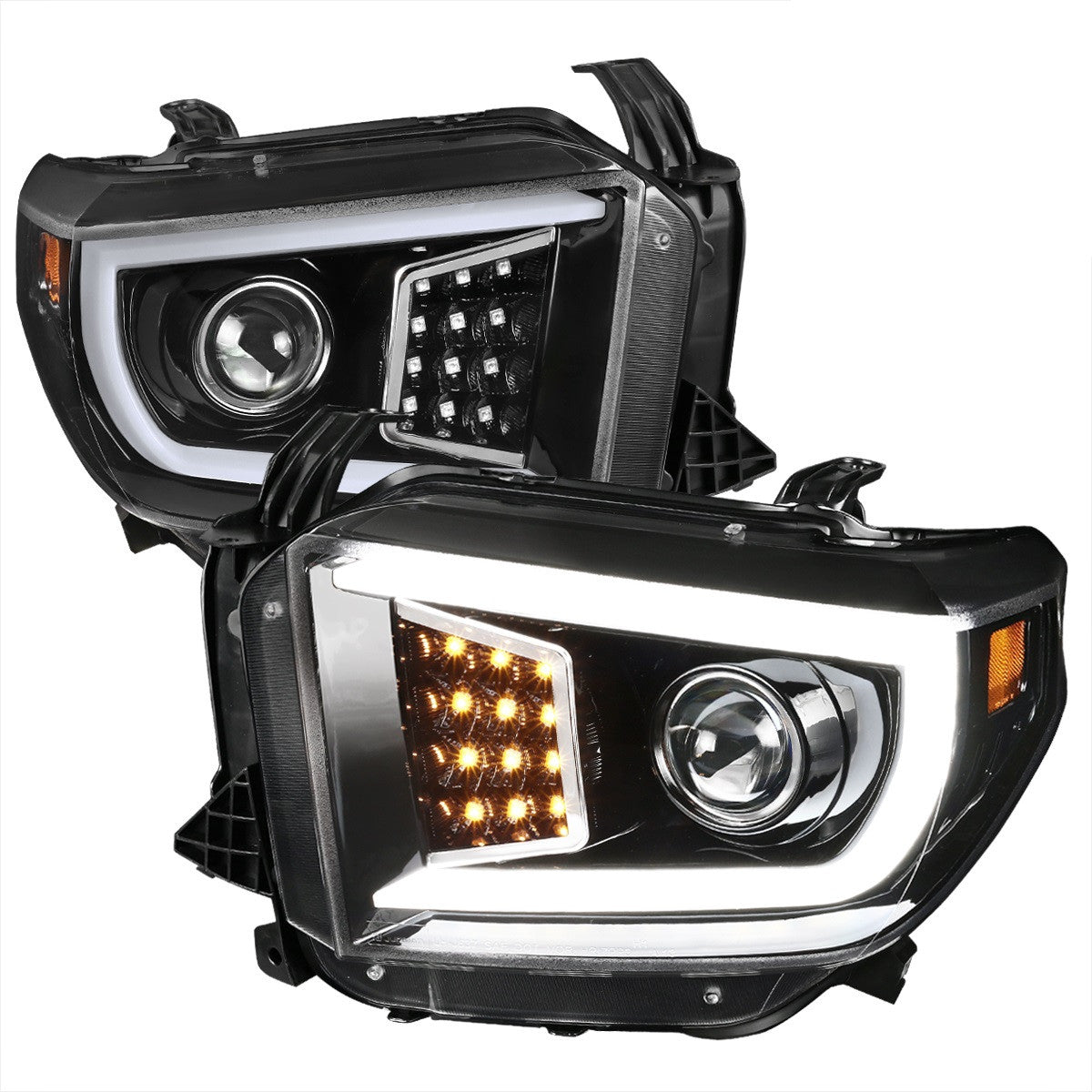 Spec-D 14-21 Tundra Projector Headlights LED SEQ Arrow Black