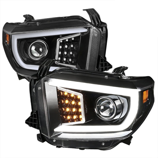 Spec-D 14-21 Tundra Projector Headlights LED SEQ Arrow Black