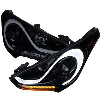 Spec-D 12-17 Veloster Sequential LED Headlights Black/Smoked