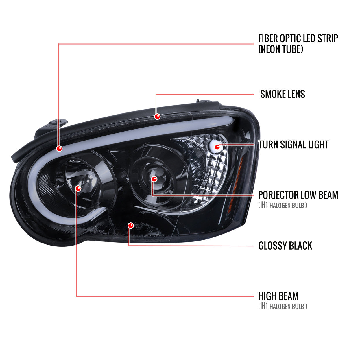 Spec-D 04-05 Impreza WRX STI Projector Headlights Black/Smoked