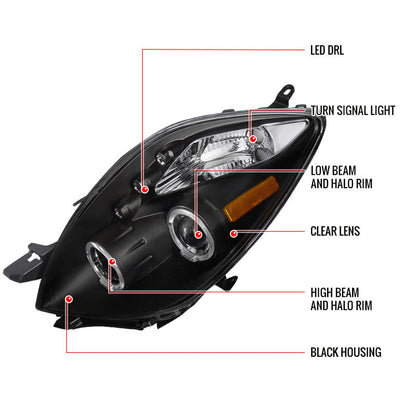 Spec-D 06-08 Toyota Yaris Projector Headlights Smoked 3Dr