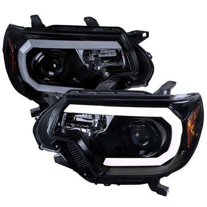 Spec-D 12-15 Tacoma Projector Headlights LED Bar Black Smoked