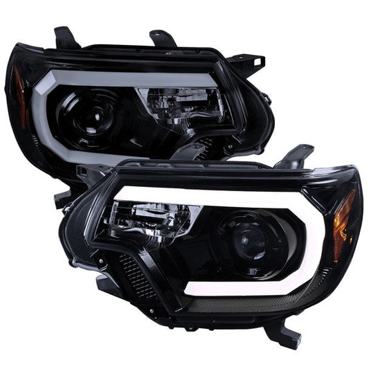 Spec-D 12-15 Tacoma Projector Headlights LED Bar Black Smoked