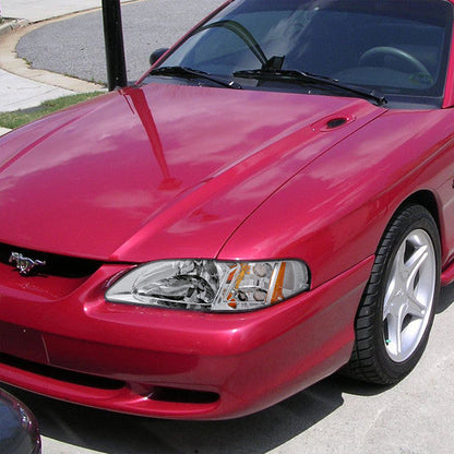 Spec-D 94-98 Ford Mustang Headlights Chrome Amber Reflectors