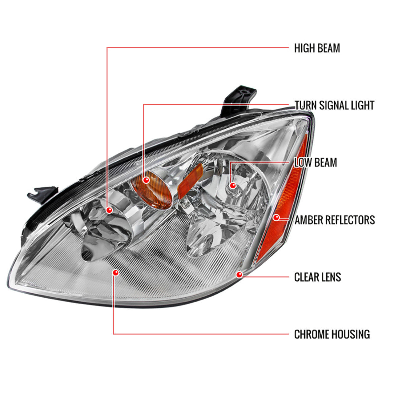 Spec-D 02-04 Nissan Altima Crystal Headlights Chrome/Clear Amber