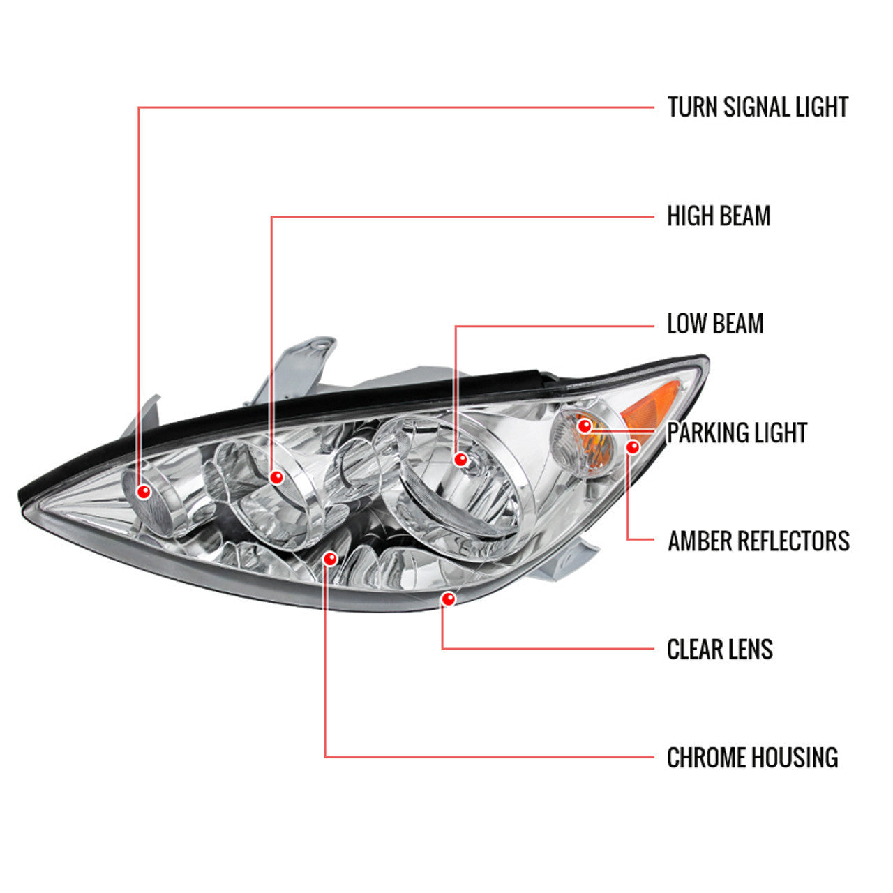 Spec-D 05-06 Toyota Camry Headlights Crystal Chrome/Clear Amber