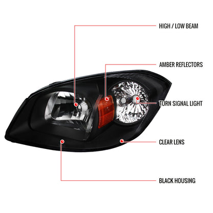 Spec-D 05-10 Chevy Cobalt G5 Pursuit Euro Headlights Black