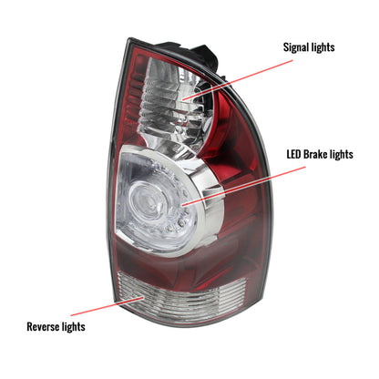 Spec-D 05-13 Toyota Tacoma Red LED Tail Lights