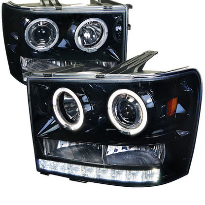 Spec-D 07-14 GMC Sierra Halo Projector Headlights Smoked