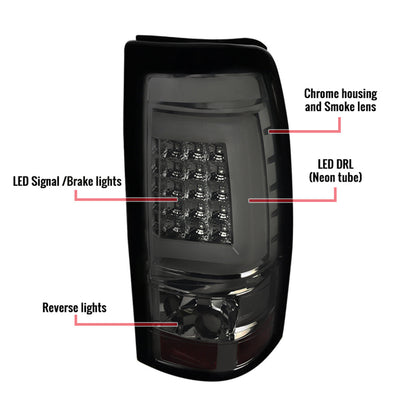 Spec-D 03-07 Silverado GMC Sierra G2 LED Tail Lights Smoked