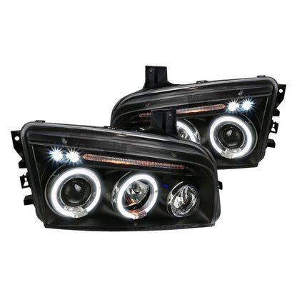 Spec-D 05-10 Dodge Charger Halo Projector Headlights Black