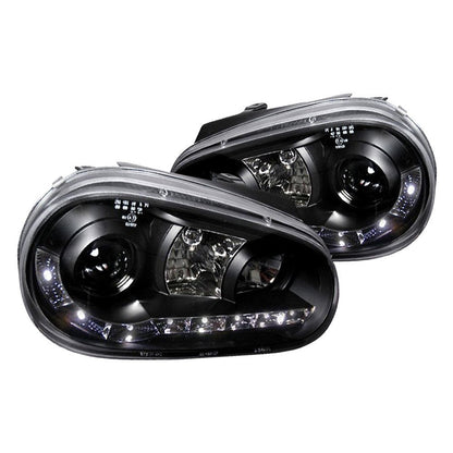 Spec-D 99-06 VW Golf GTI R32 Headlights R8 LED Strip Matte Black