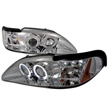 Spec-D 94-98 Ford Mustang Halo Projector Headlights Chrome