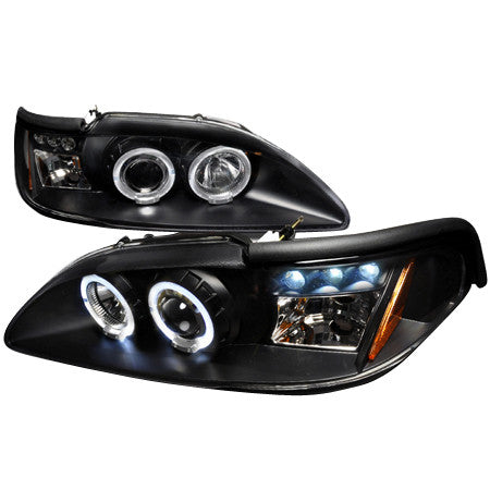 Spec-D 94-98 Ford Mustang Halo Projector Headlights Black