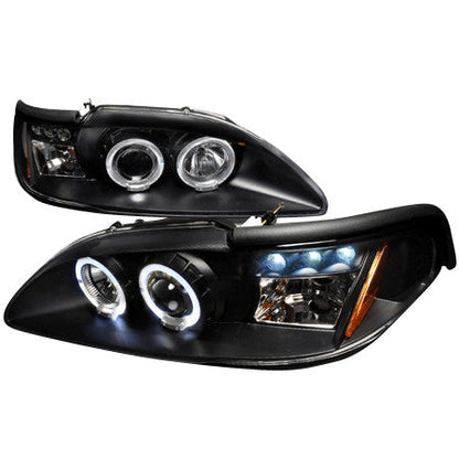 Spec-D 94-98 Ford Mustang Halo Projector Headlights Black