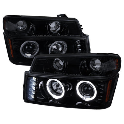 Spec-D 04-12 Chevy Colorado Halo Projector Headlights Black/Smoked