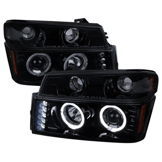 Spec-D 04-12 Chevy Colorado Halo Projector Headlights Black/Smoked